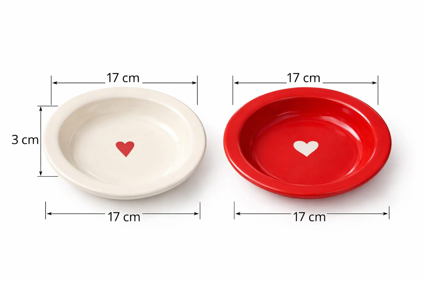 Red & White Heart Pasta Plate Set of 2