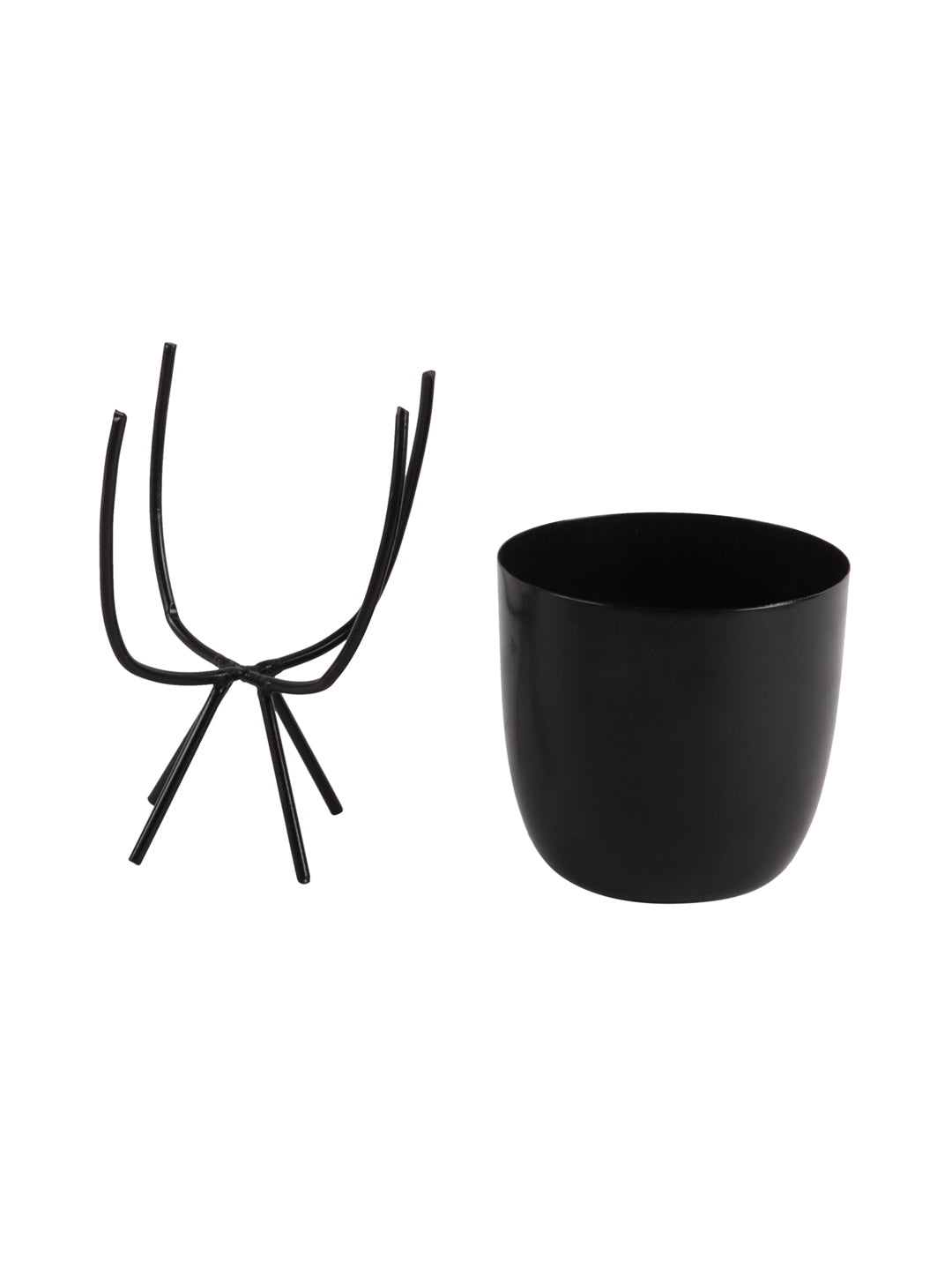 Black Metal Planter with Stand Set of 2