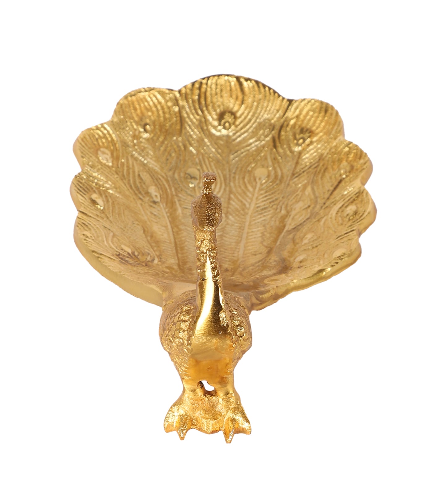 Peacock Aluminium Gold Small Gifting Platter