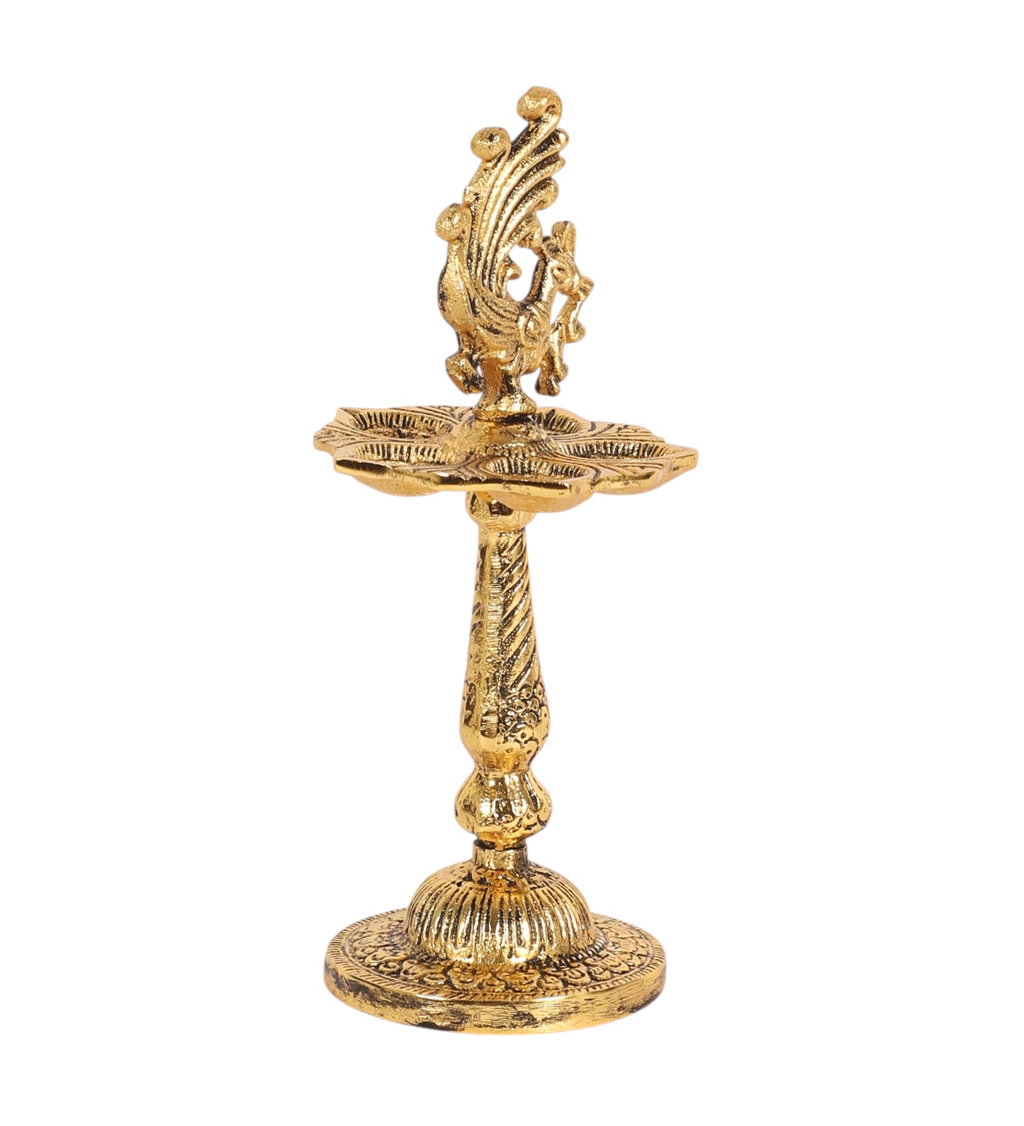 Gold Peacock Akhand Jyot Dia