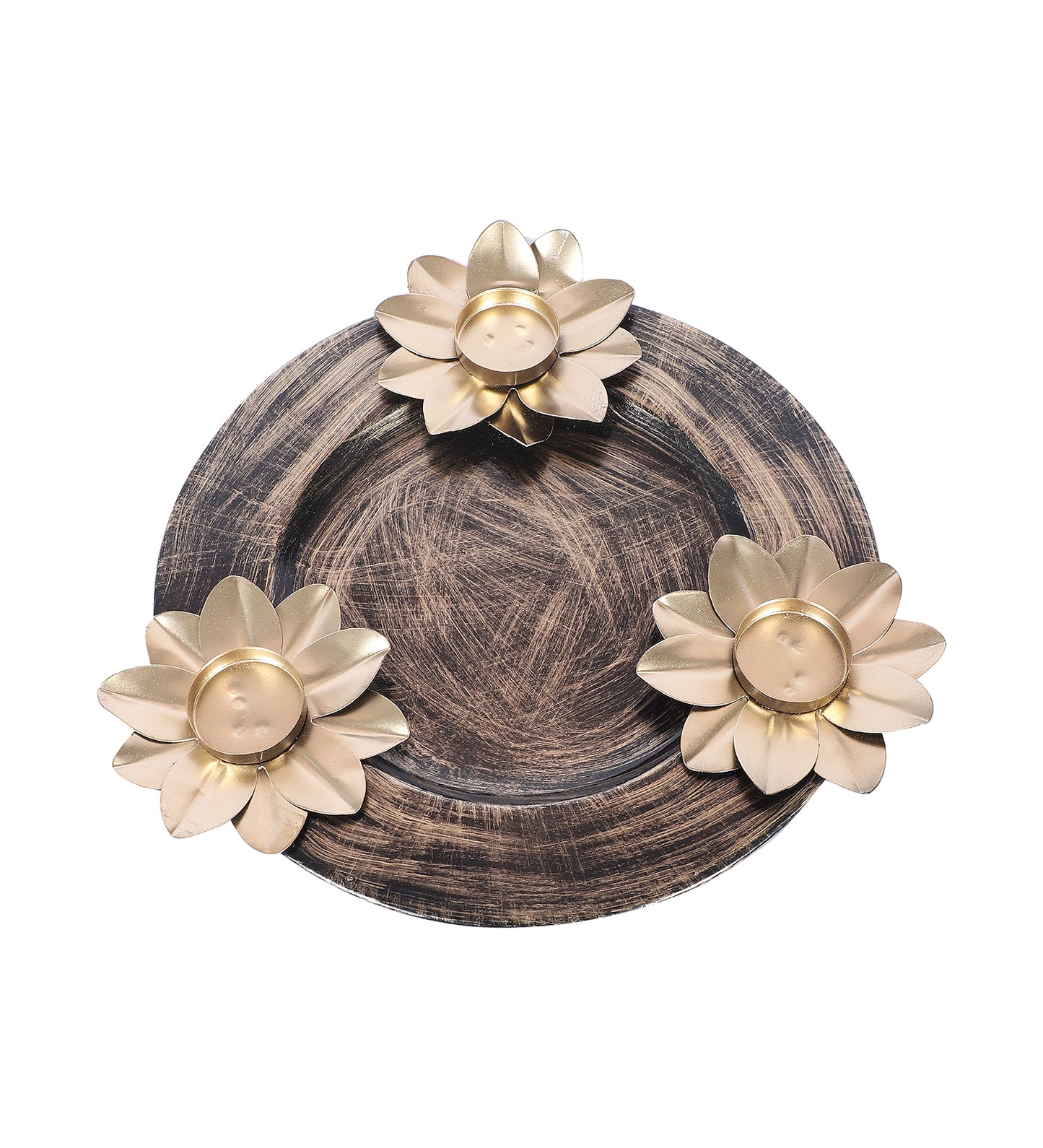 Black & Gold Platter With Tealight Holder