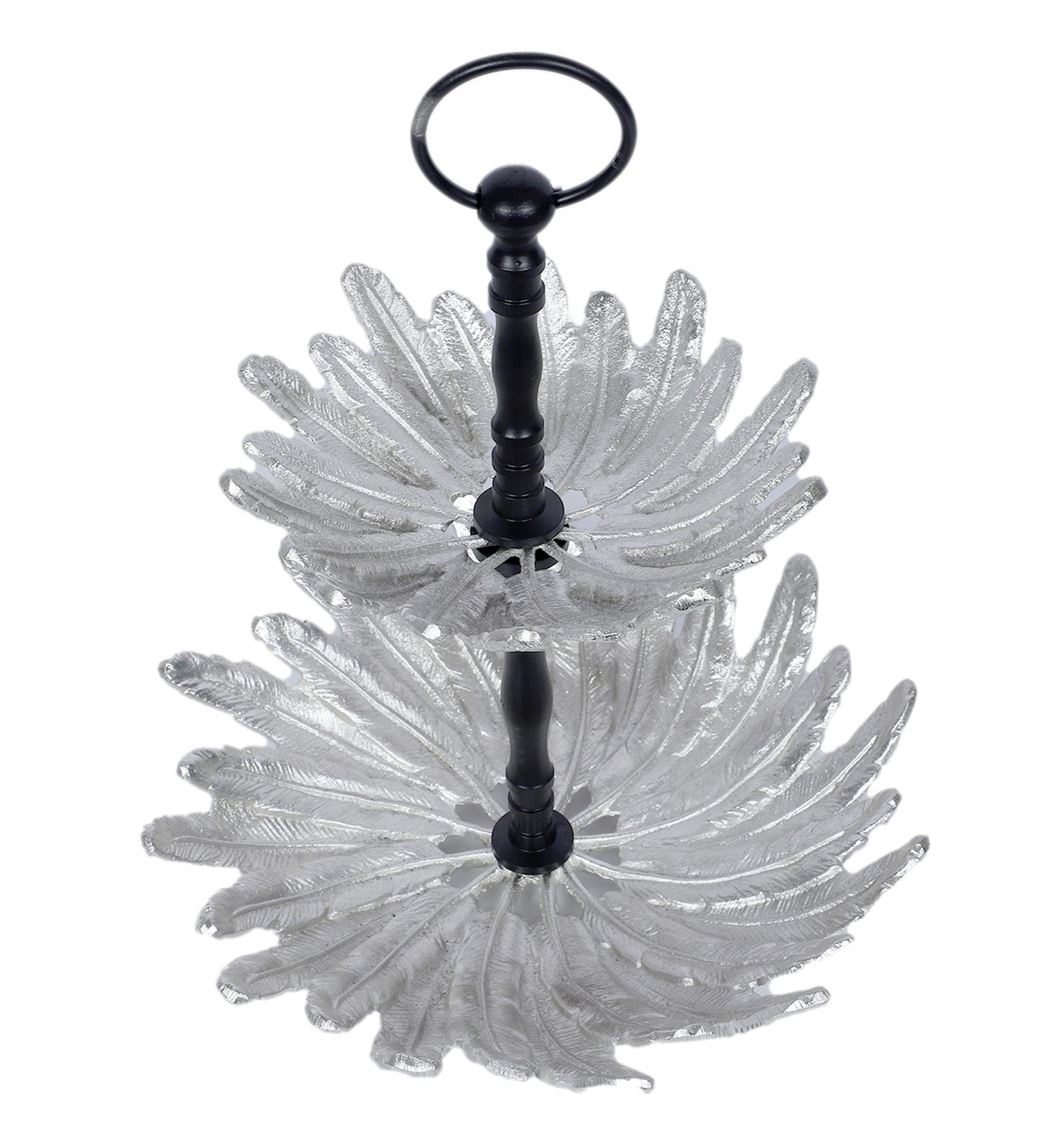 Two Layer Silver & Black Aluminium Fruits Platter