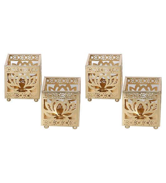 Lotus Etching Votive Set of 4