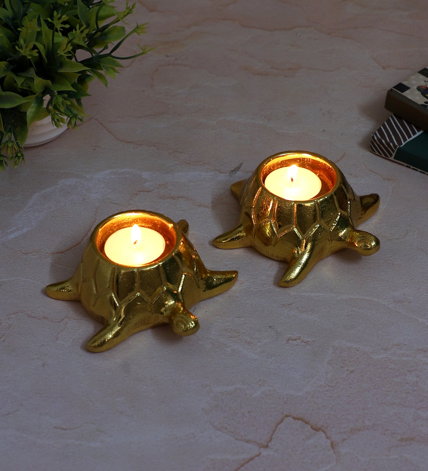 Aluminium Turtle Tealight Holder Set of 2