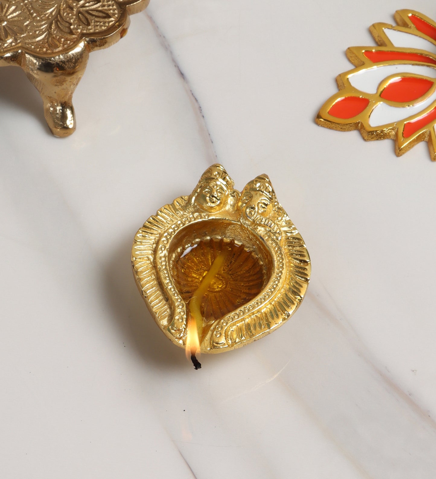 Lakshmi Ganesh Gold Aluminium Diya