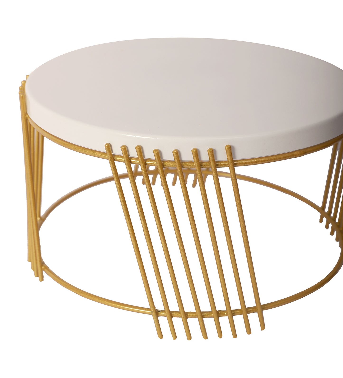 White & Gold Round Striped Buffet Platter Set of 2