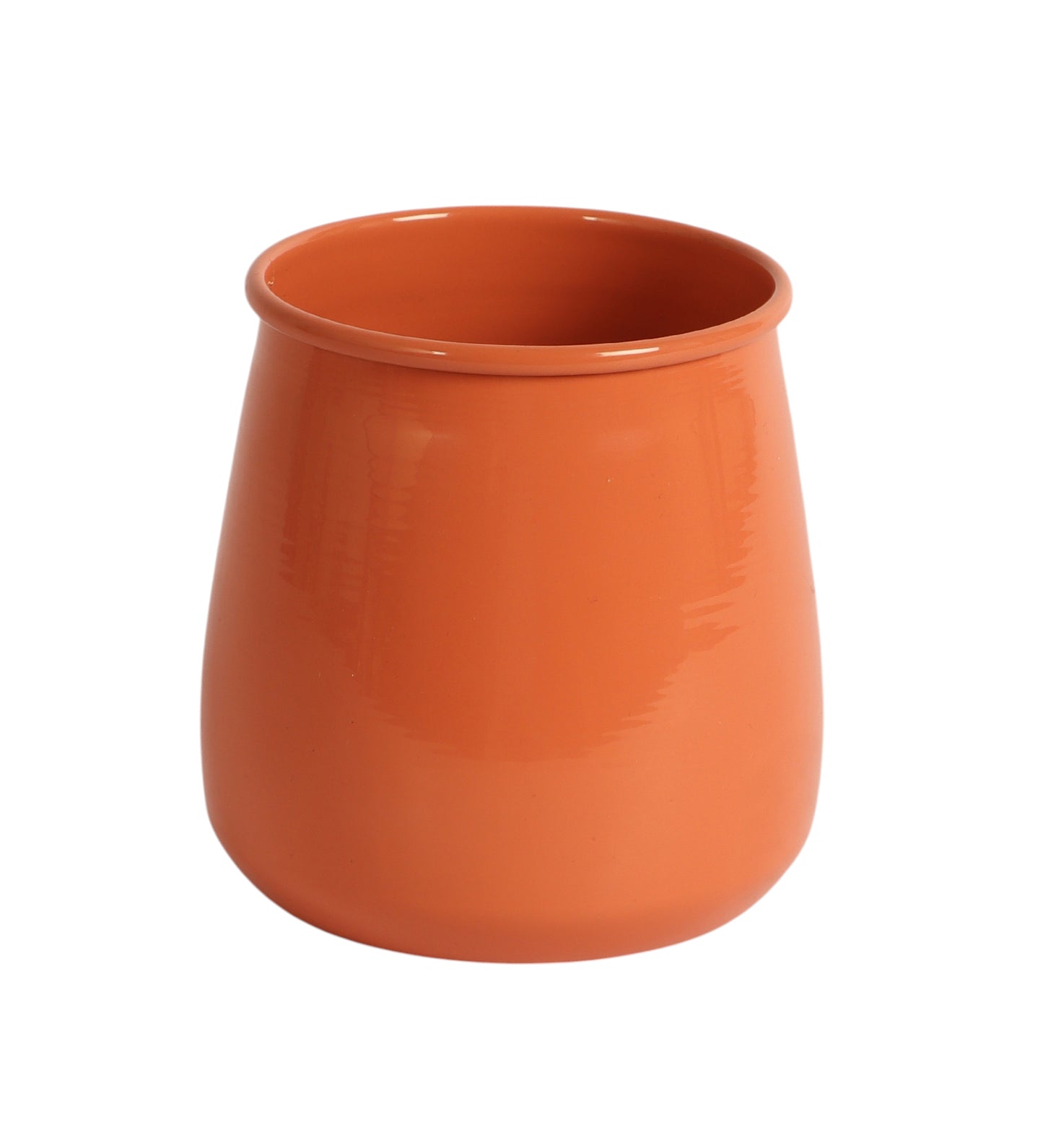 Orange Glossy Flower Pot Single