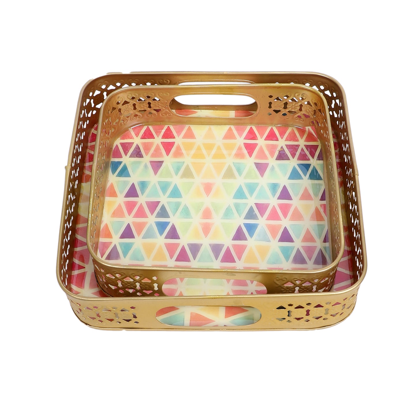 Multicolor Triangle Tray Set of 2