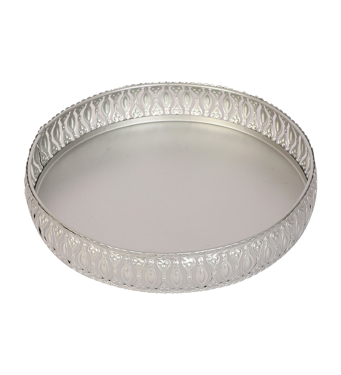 Round Etching Silver Basket Set of 3