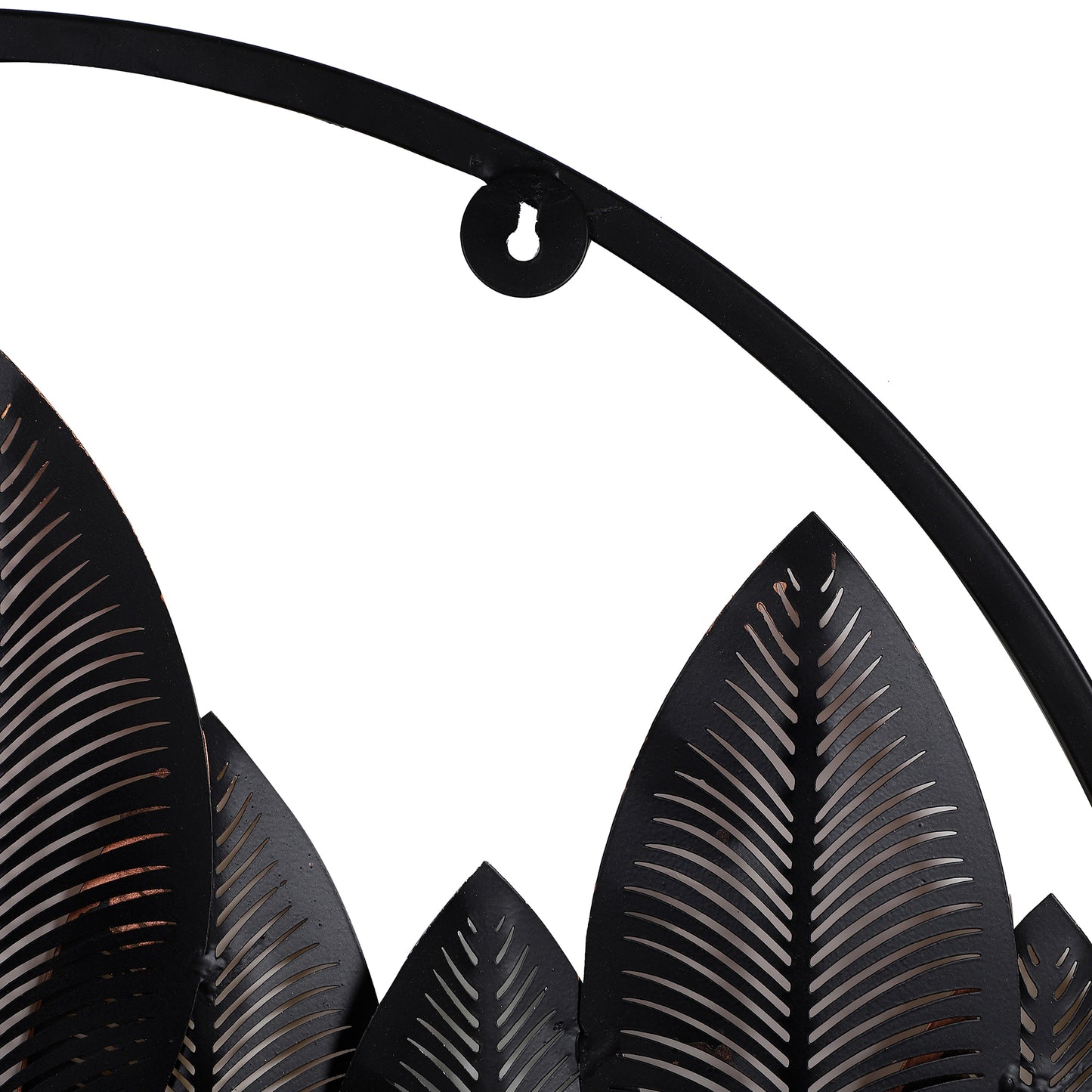Round Gold Silver & Copper Etching Leaves Wall Décor