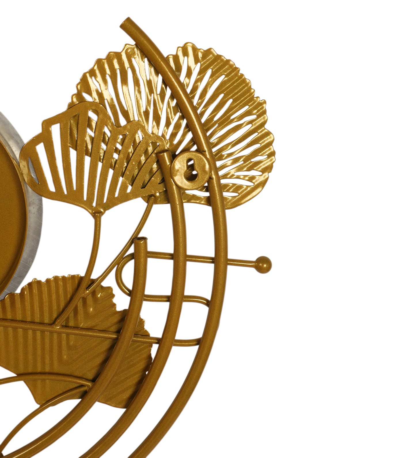 Round Leaves Gold & Green Metal Clock