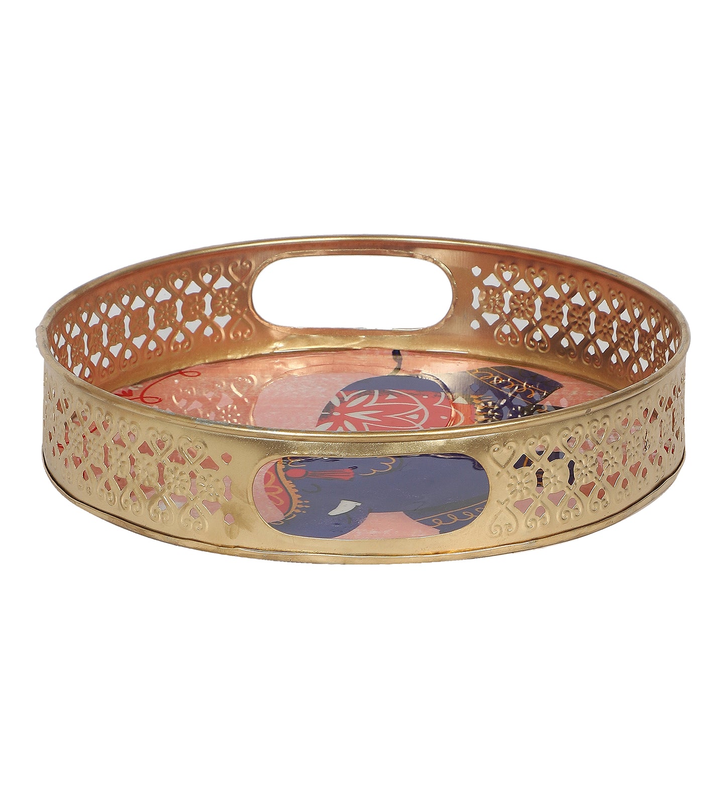 Pink Elephant Pichwai Tray Set of 2