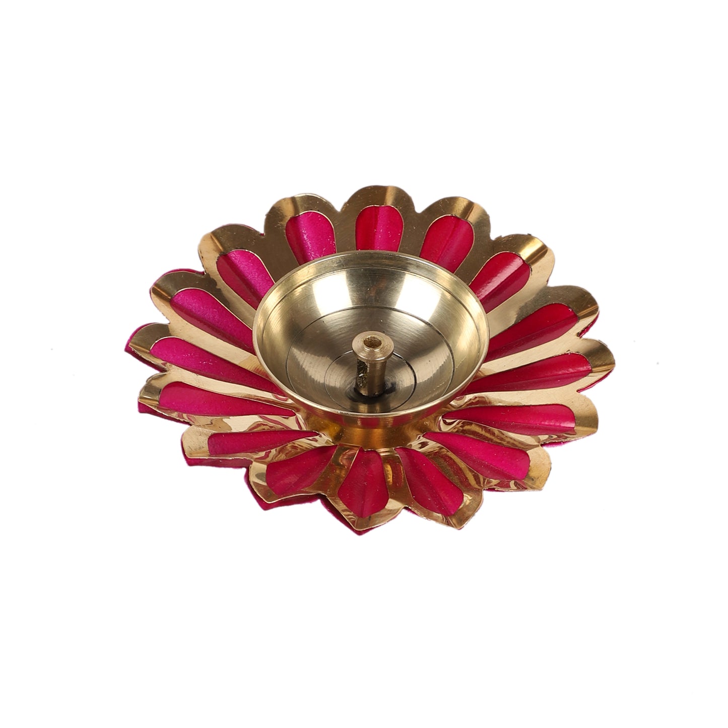 Colored Brass Akhand Dia Set of 4