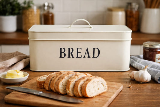 Galvanized Biege Rectangular Bread Box