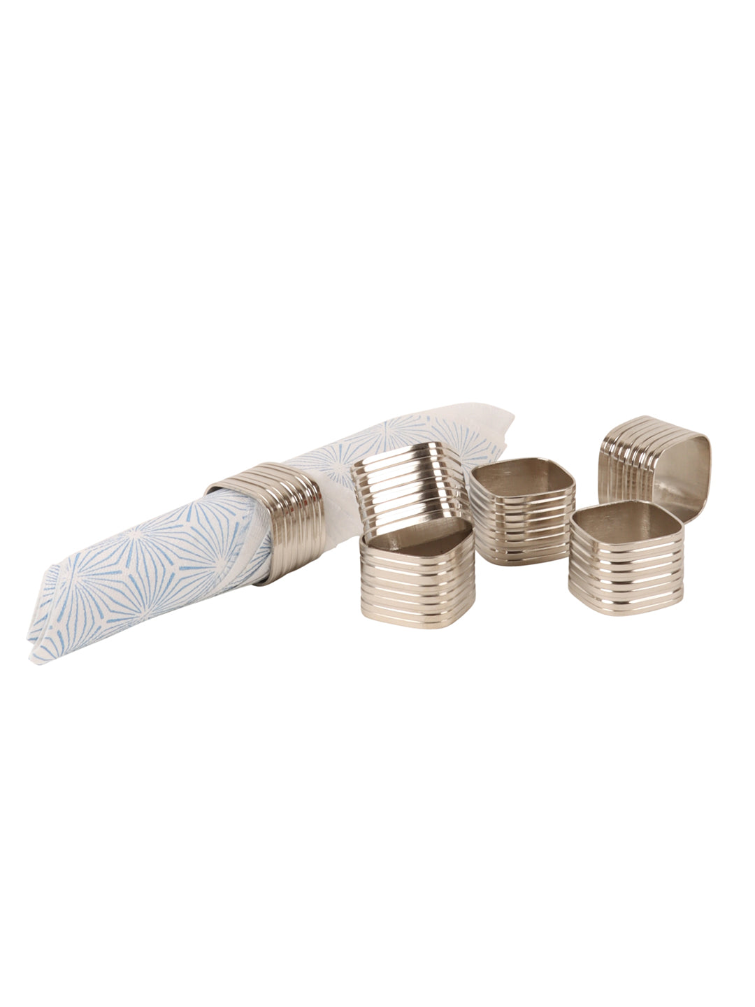 Silver Square Napking RIng Set of 6