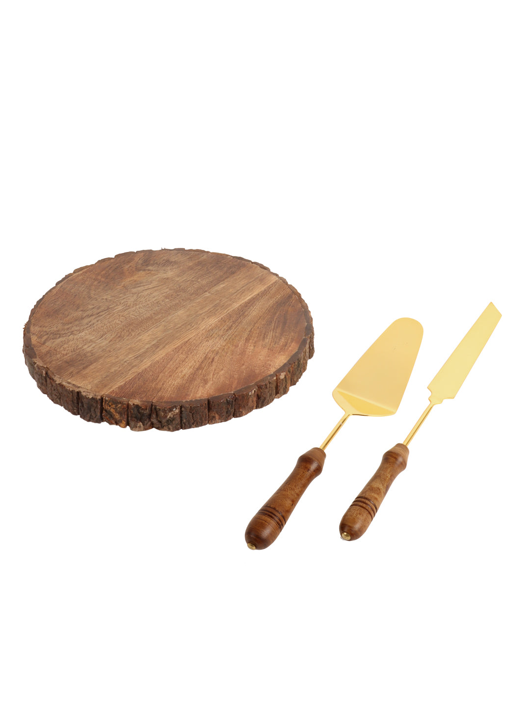 Mango Wood Revolving Cake  Platter with Server
