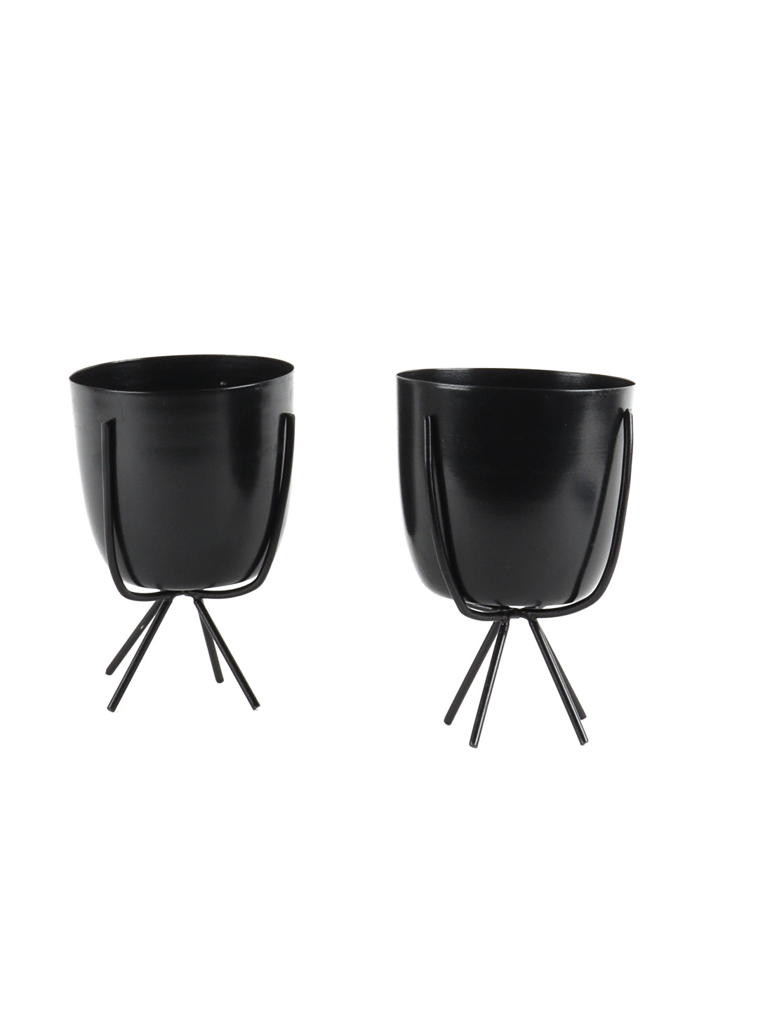Black Metal Planter with Stand Set of 2