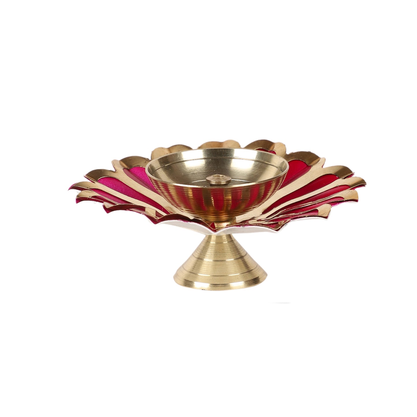 Colored Brass Akhand Dia Set of 4