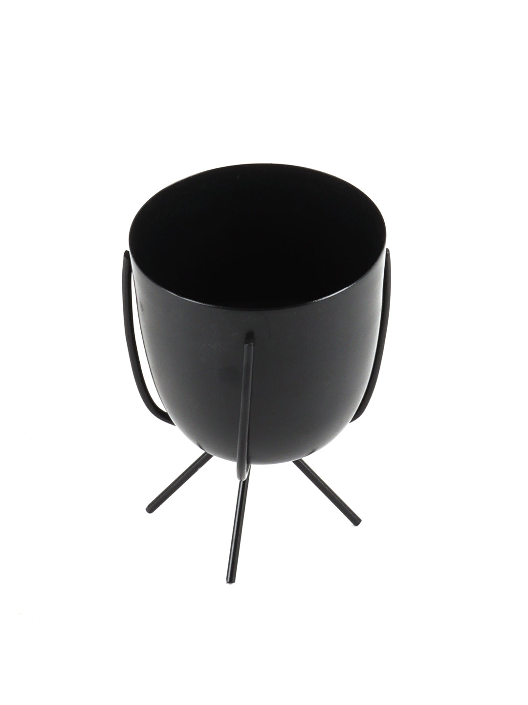 Black Metal Planter with Stand Set of 2