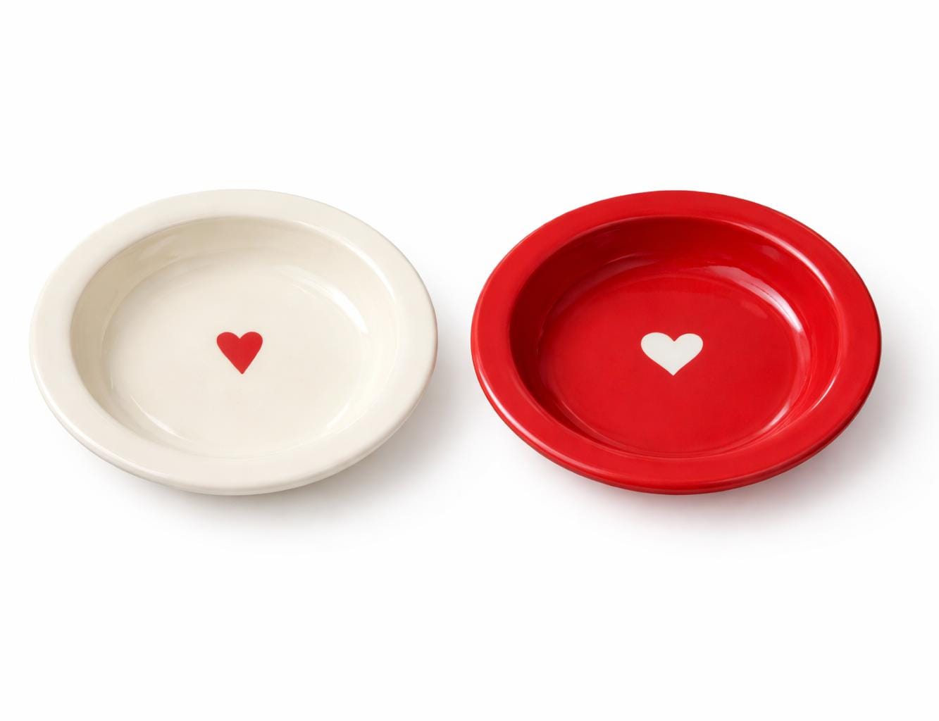 Red & White Heart Pasta Plate Set of 2