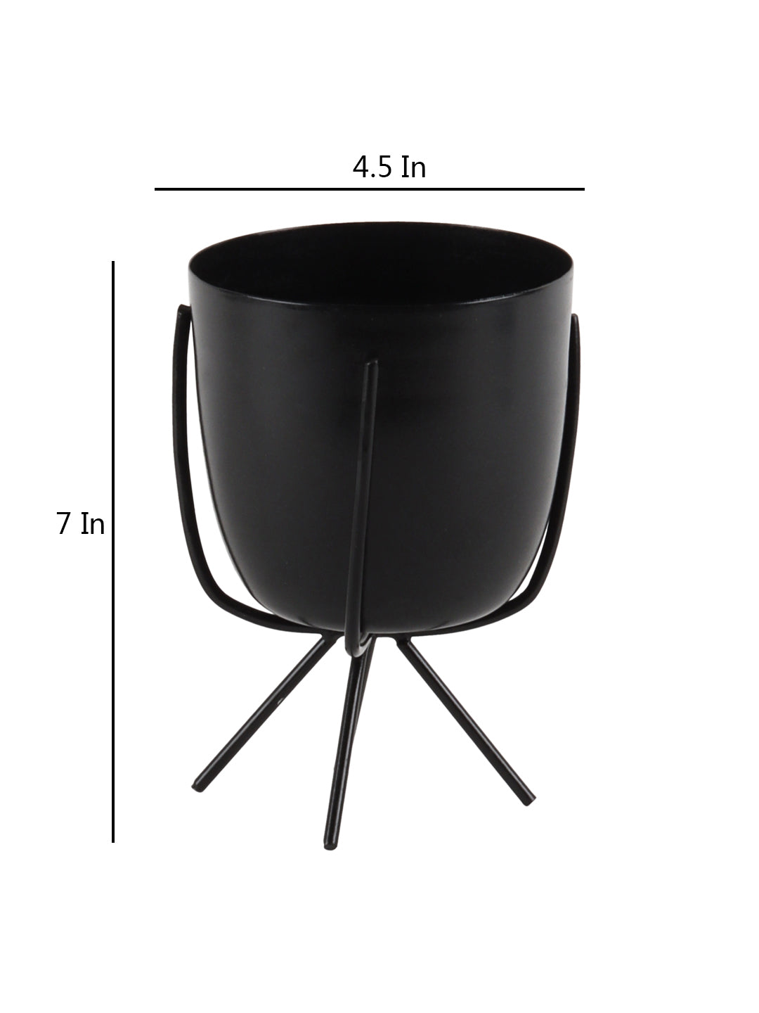 Black Metal Planter with Stand Set of 2