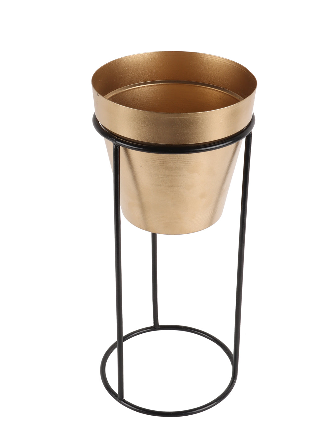 Big Pot Shape Planter Gold & Black Planter Stand Set of 2