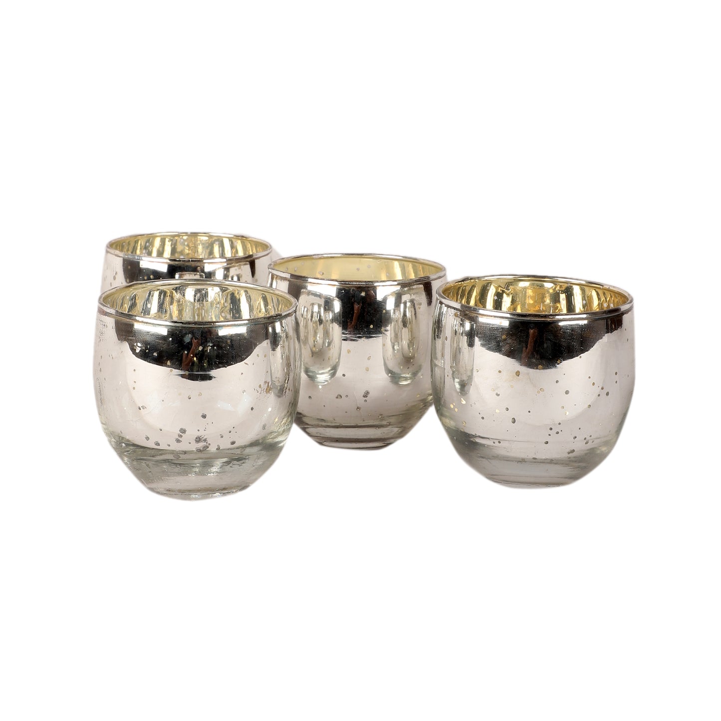Big SIlver Glass Votive Set of 4