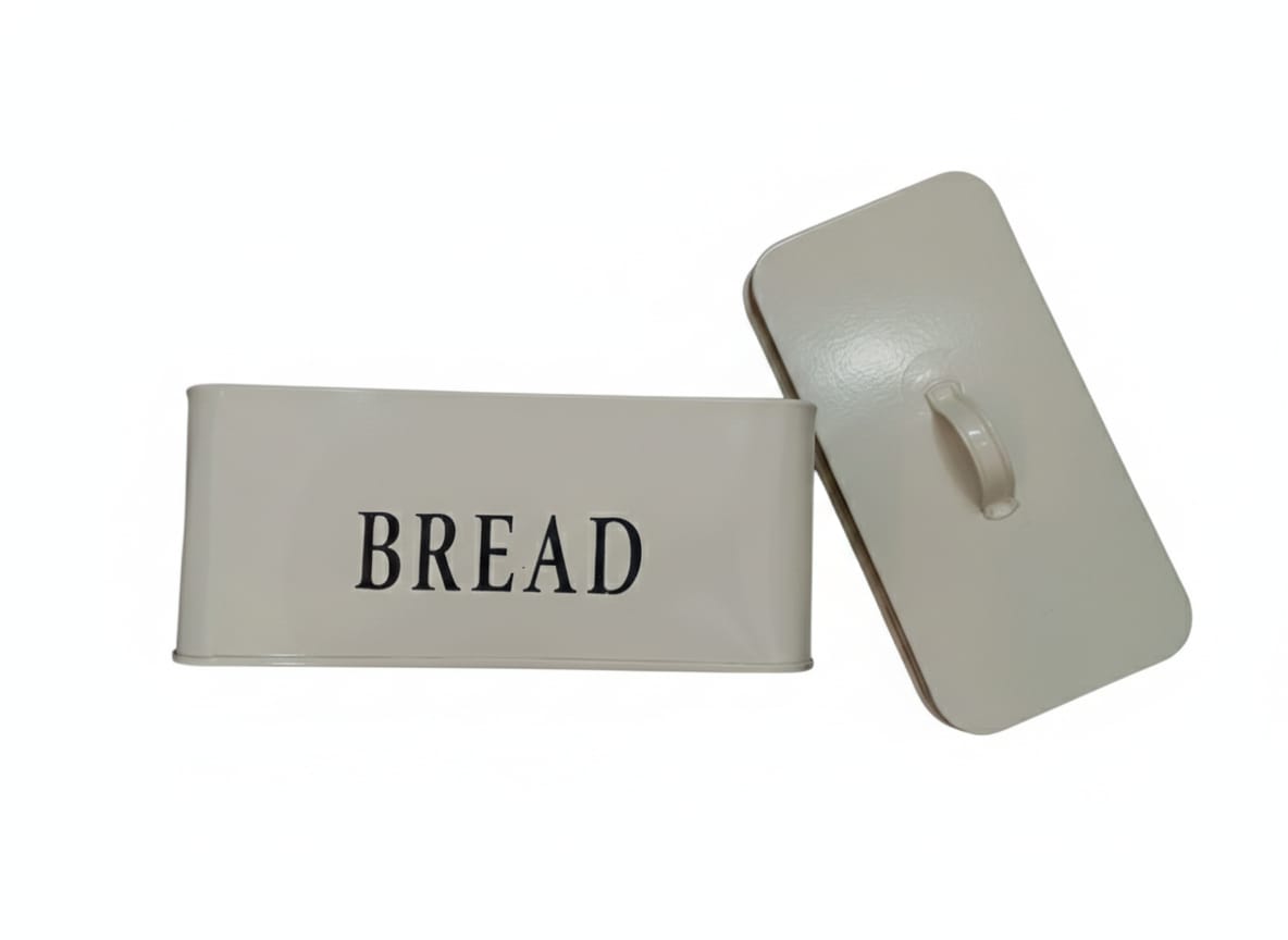 Galvanized Biege Rectangular Bread Box
