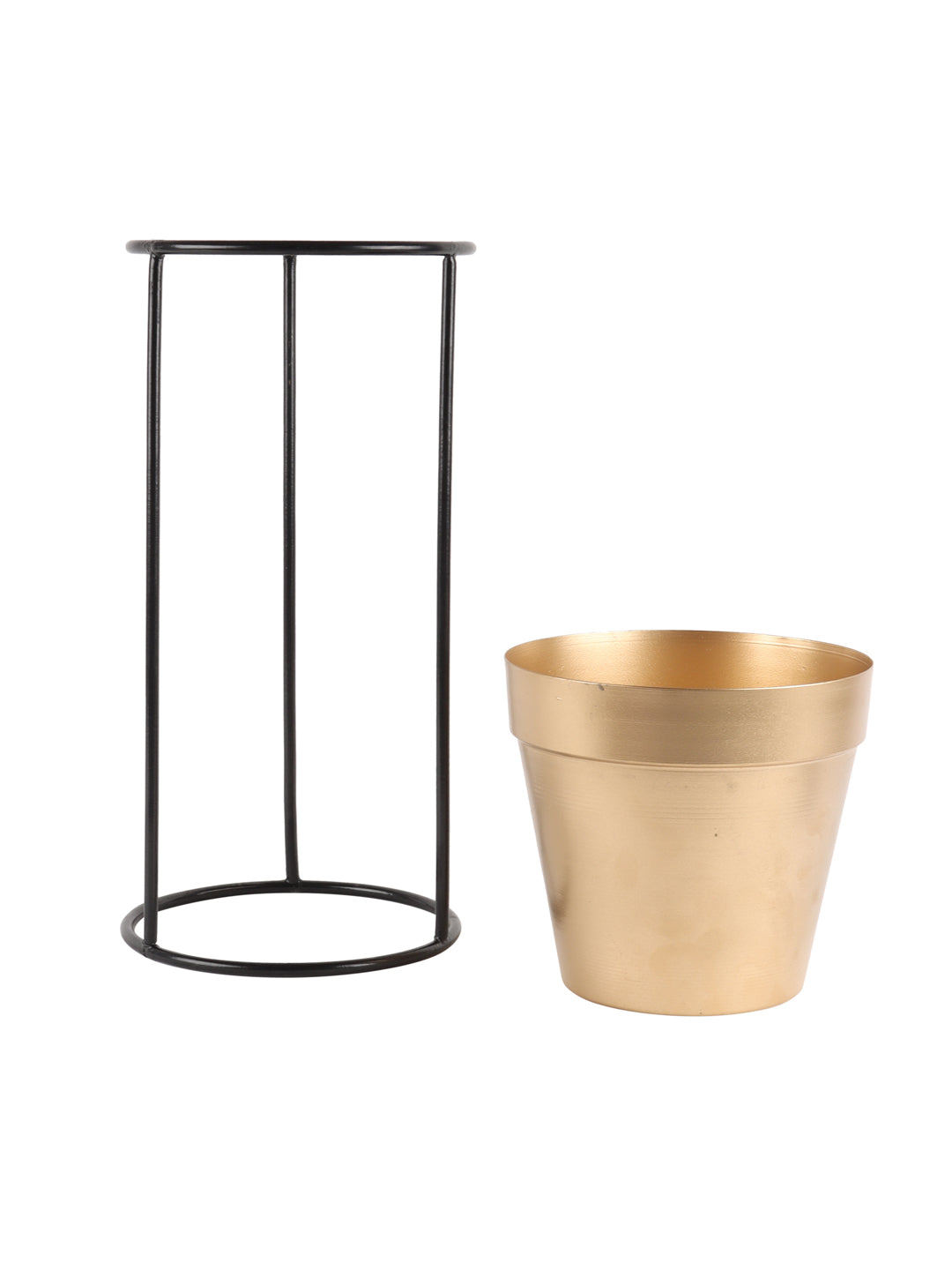 Big Pot Shape Planter Gold & Black Planter Stand Set of 2