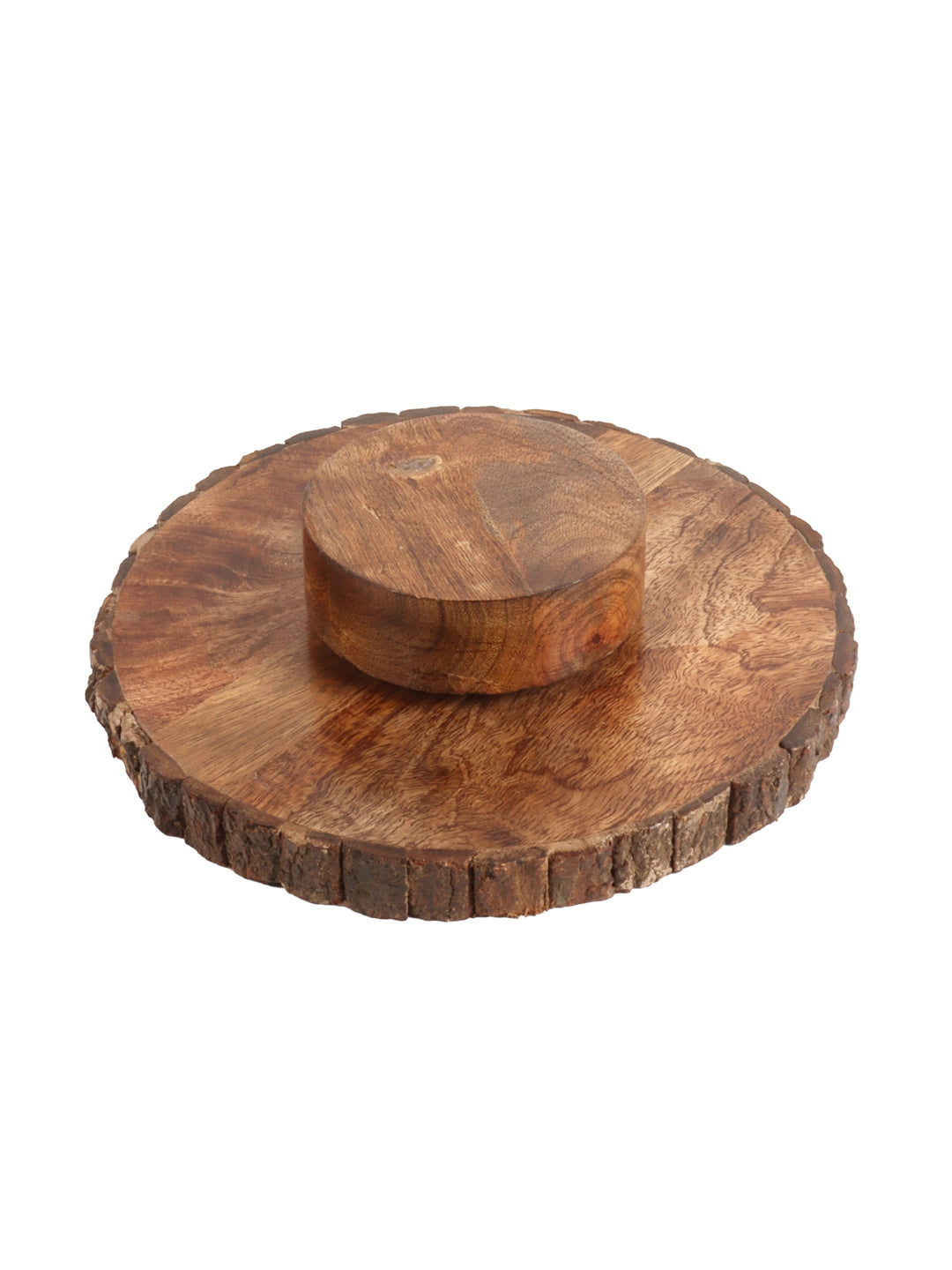Mango Wood Revolving Cake  Platter with Server