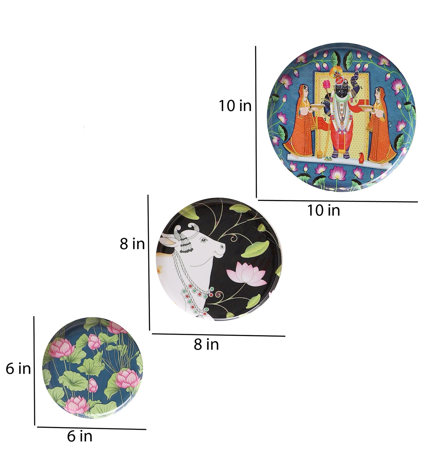 Cow Metal & Meena Wall Plates Set of 5