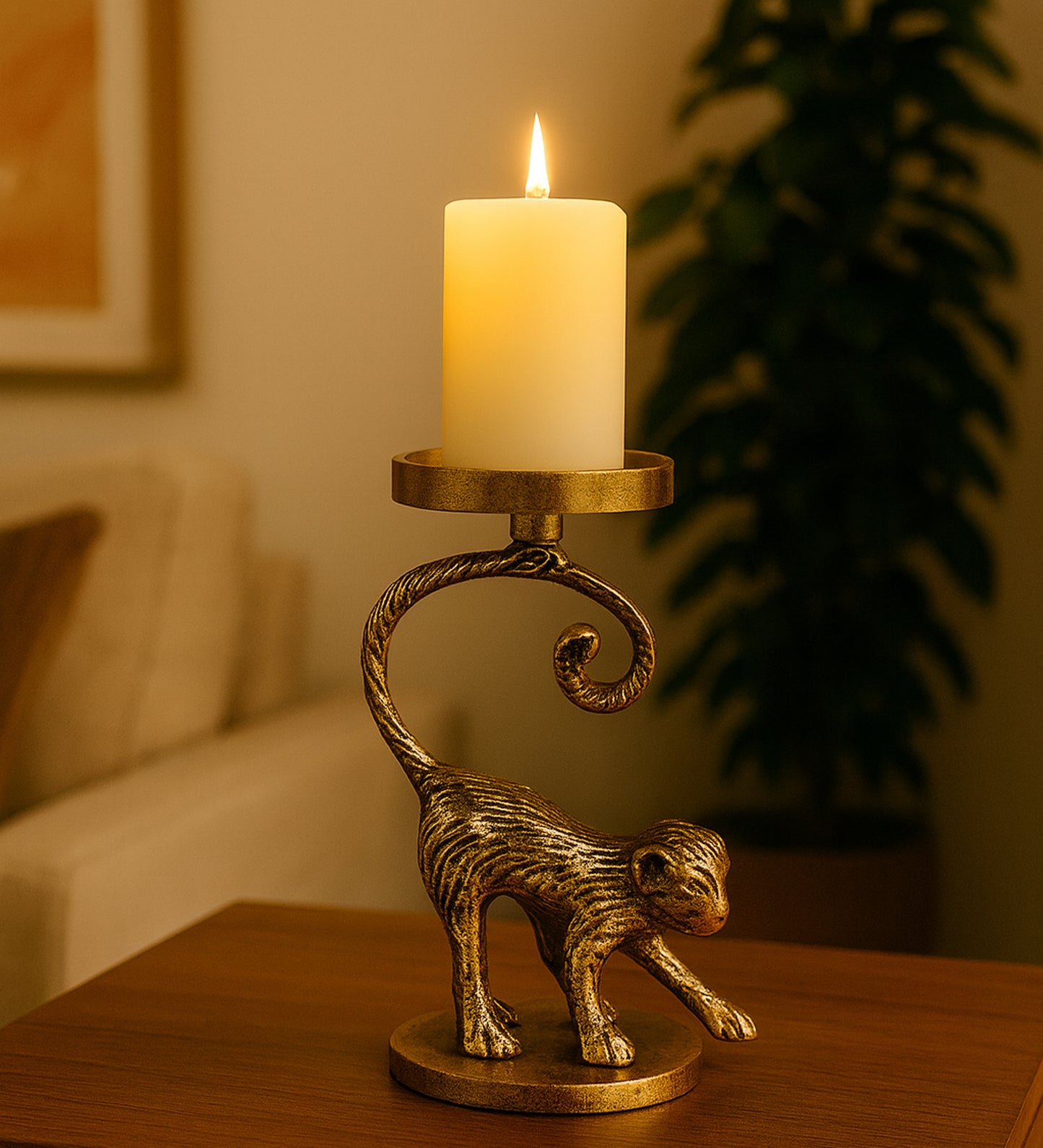Monkey Aluminum Candle Stand