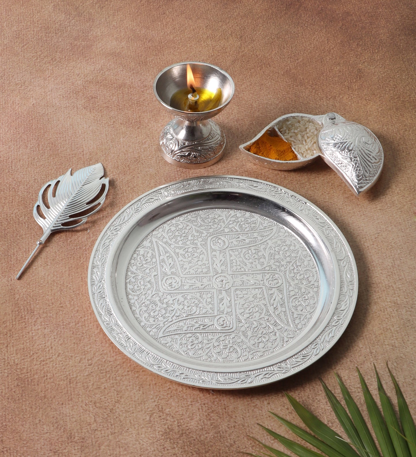 Silver ALuminum Pooja Thali