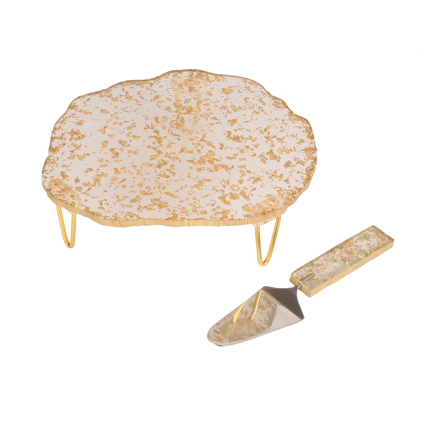 Gold flex Resin Cake Platter Set of 2