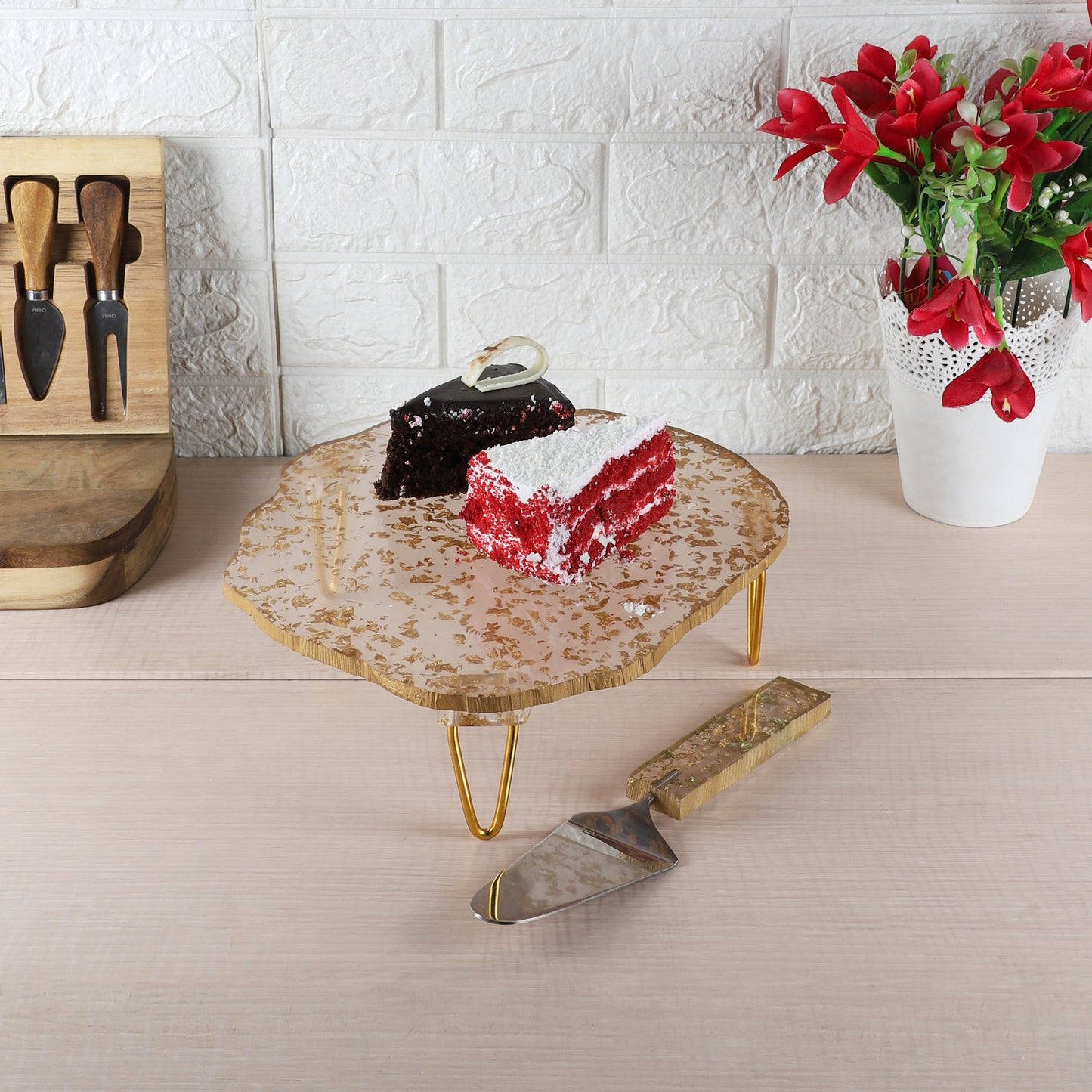 Gold flex Resin Cake Platter Set of 2