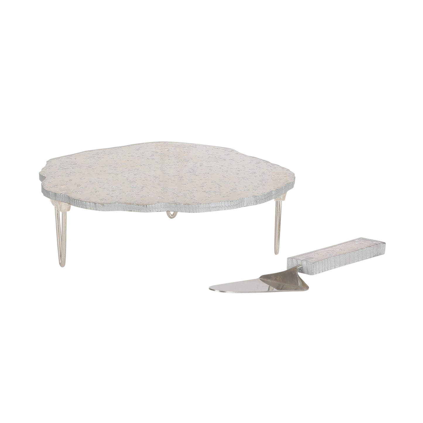 Silver Flex Resin Cake Platter Set of 2