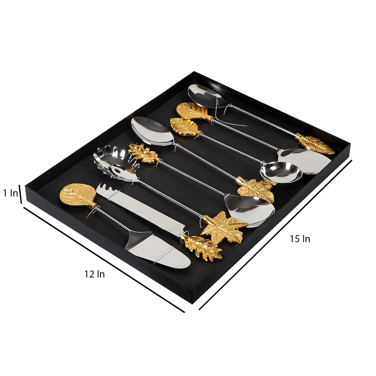 Gold Leaf & Silver Steel Serving Set of 8