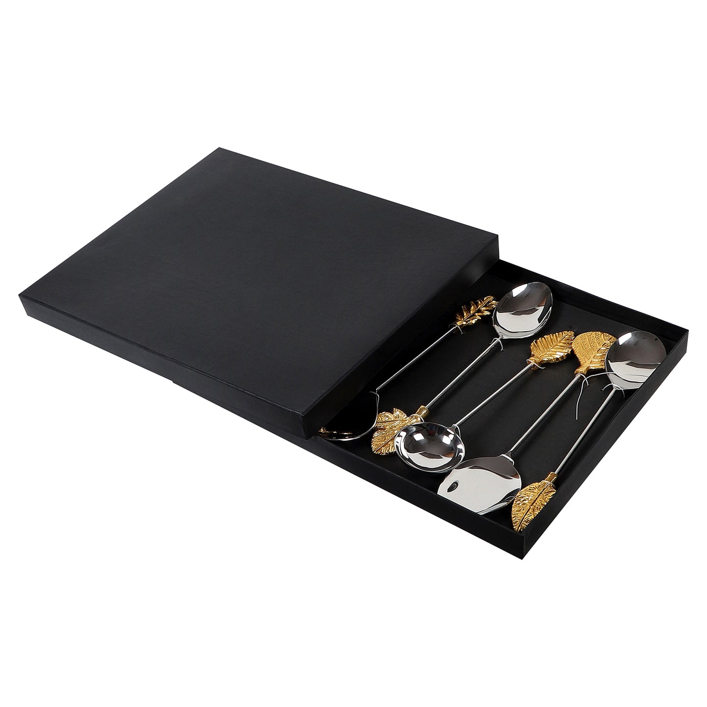 Gold Leaf & Silver Steel Serving Set of 8