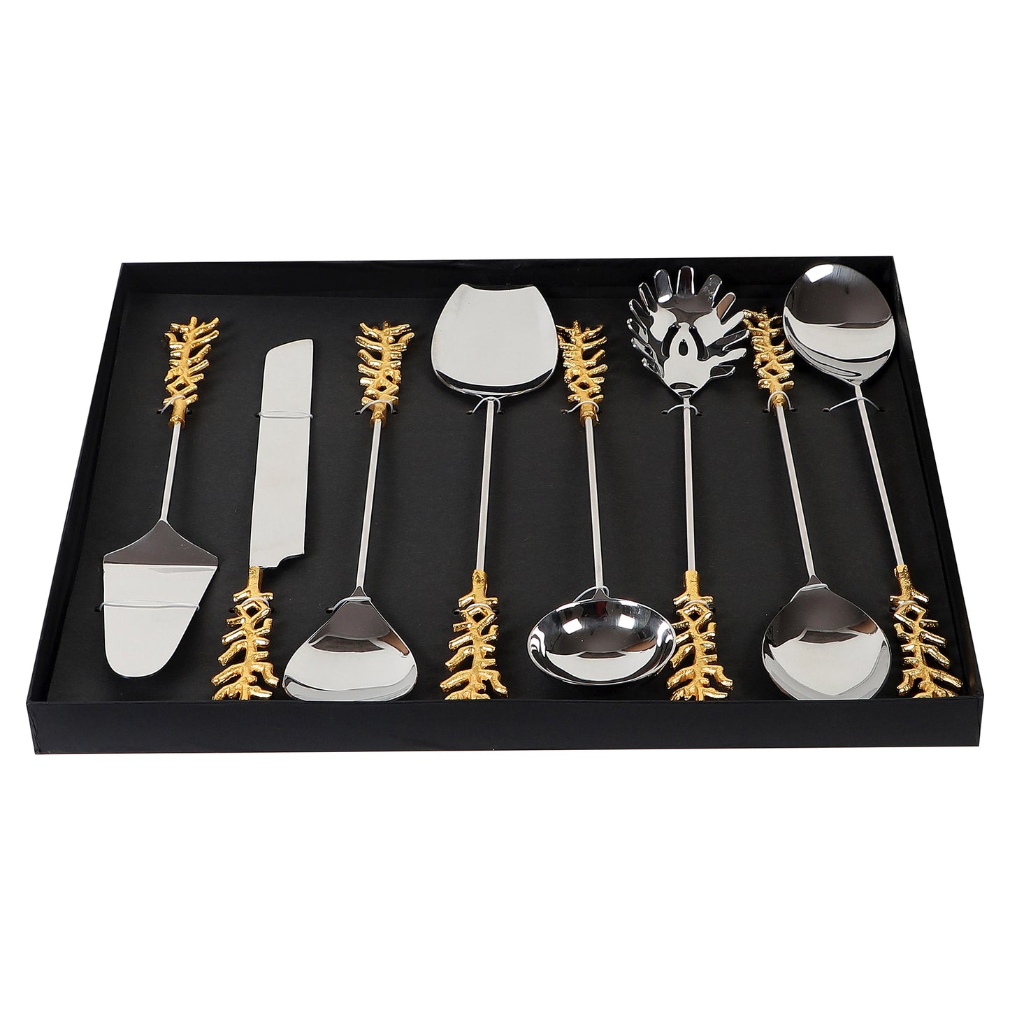 Gold Stem & Silver Steel Serving Set of 8