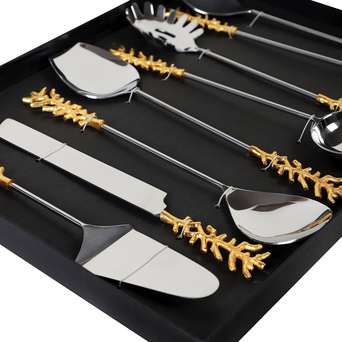 Gold Stem & Silver Steel Serving Set of 8