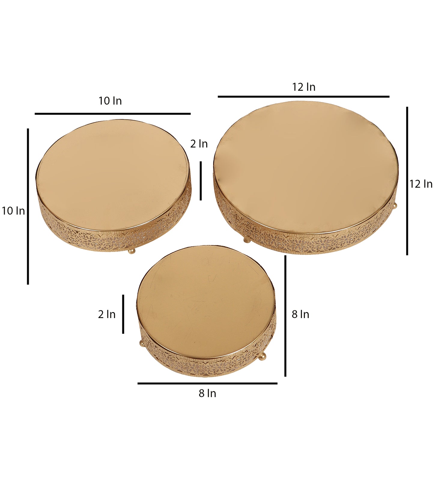 Round Etching Flower Buffet Riser Set of 3