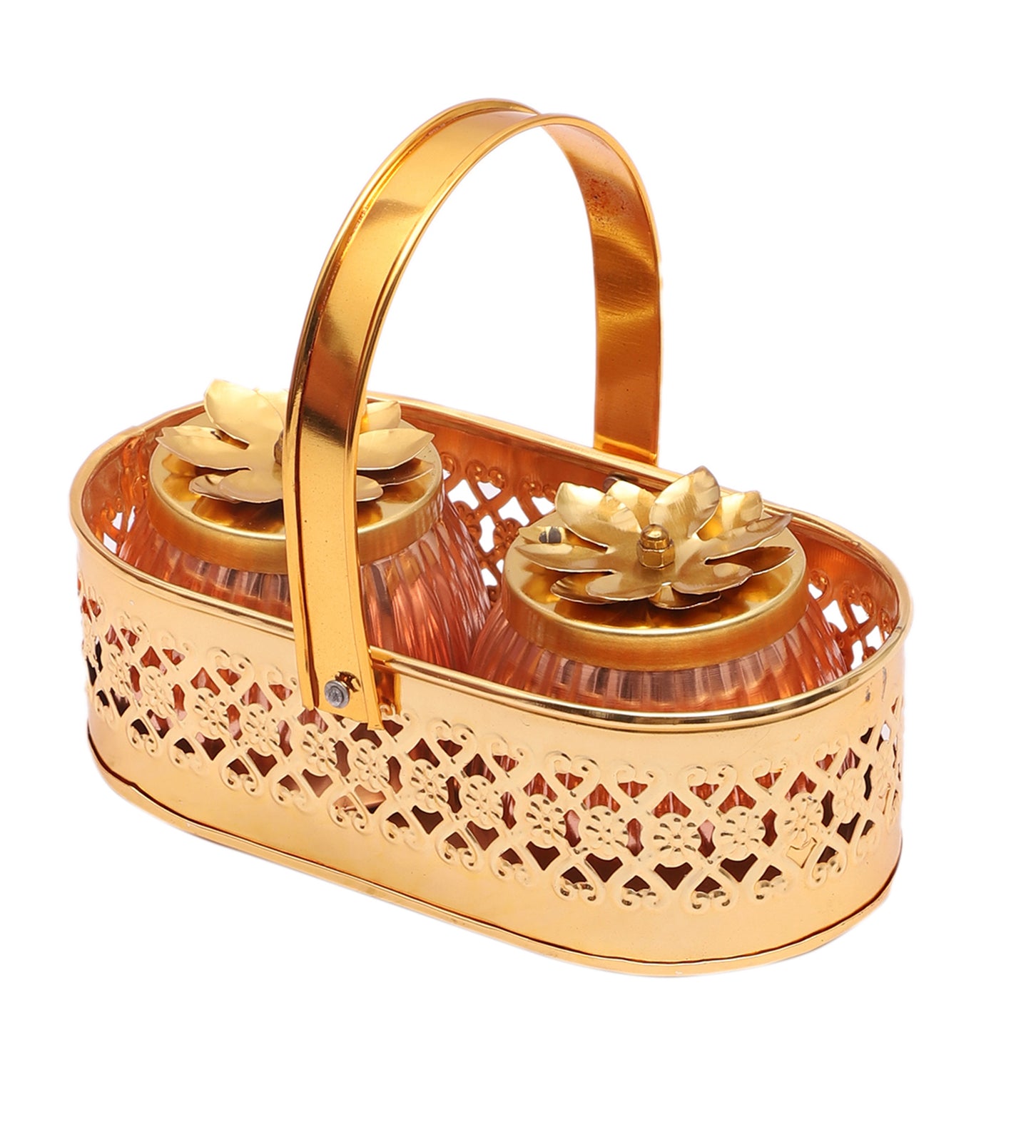 Metal Basket With Jars Set of 3
