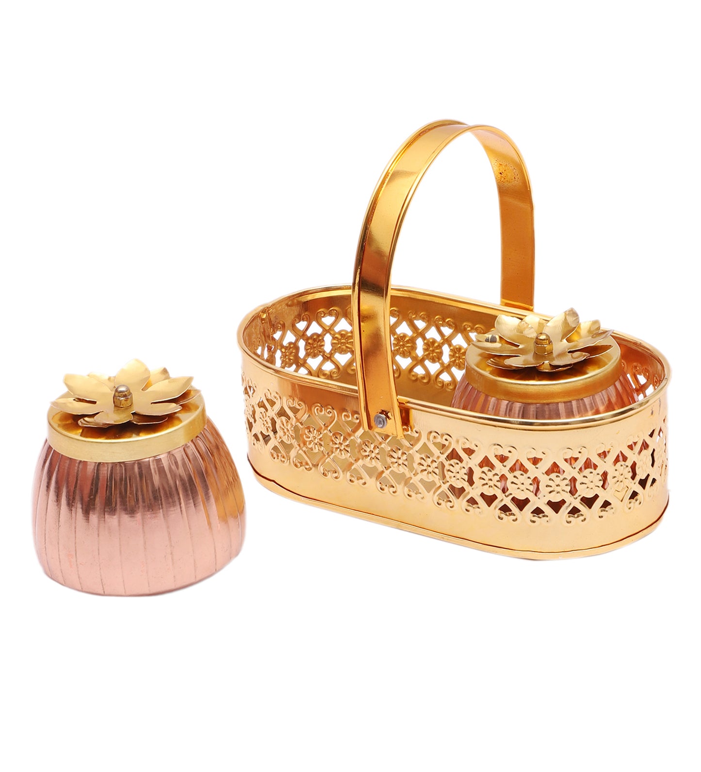 Metal Basket With Jars Set of 3