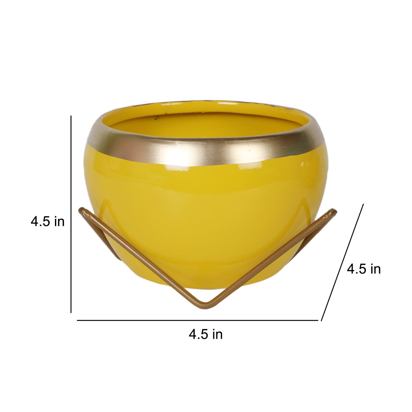 Apple Shape Metal Yellow & Gold Planter Set of 2