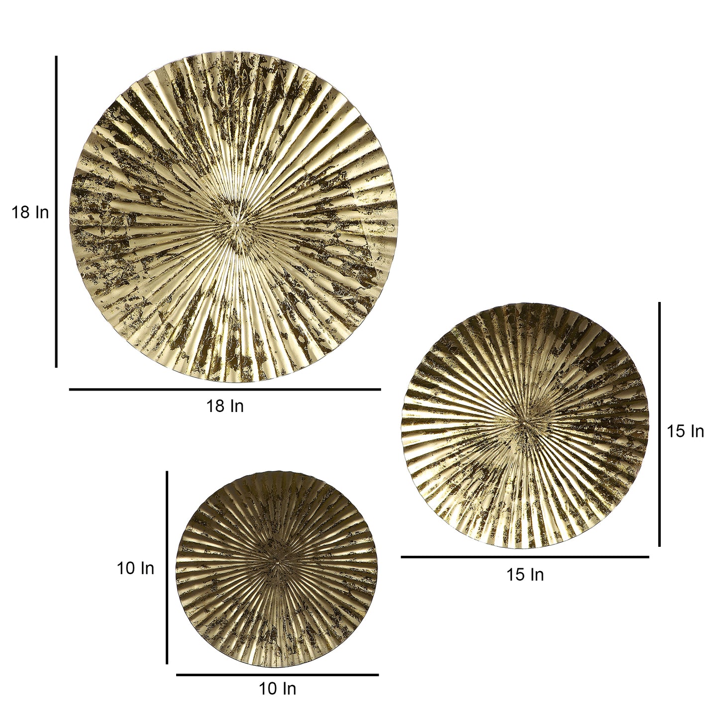 Gold Foil Hammered Wall Décor Set of 3