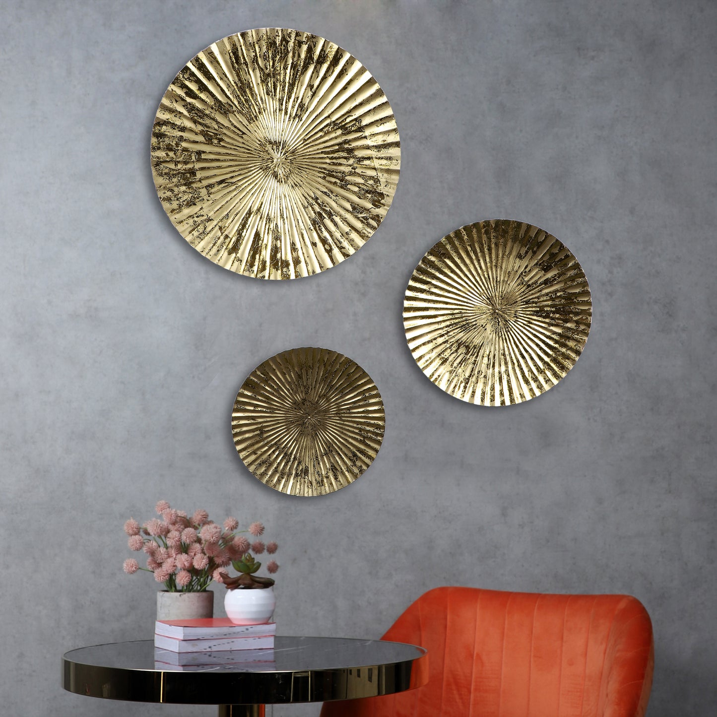 Gold Foil Hammered Wall Décor Set of 3
