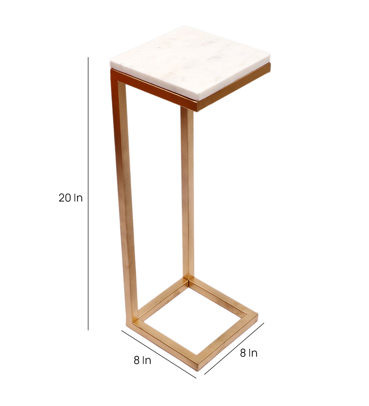 L Shape Metal & Marble Table