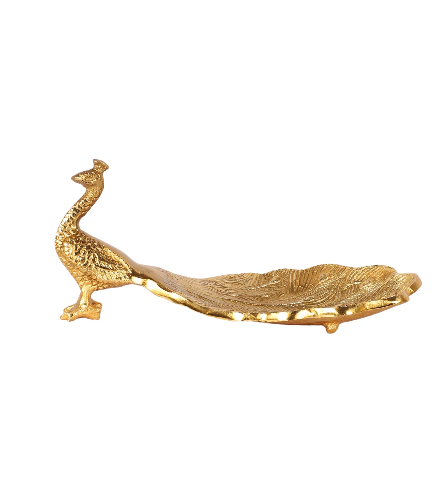 Peacock Aluminium Gold Small Gifting Platter
