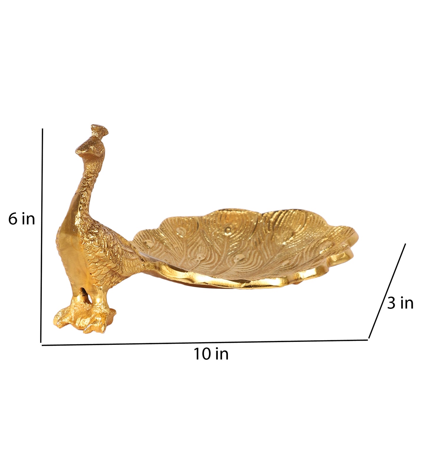 Peacock Aluminium Gold Small Gifting Platter
