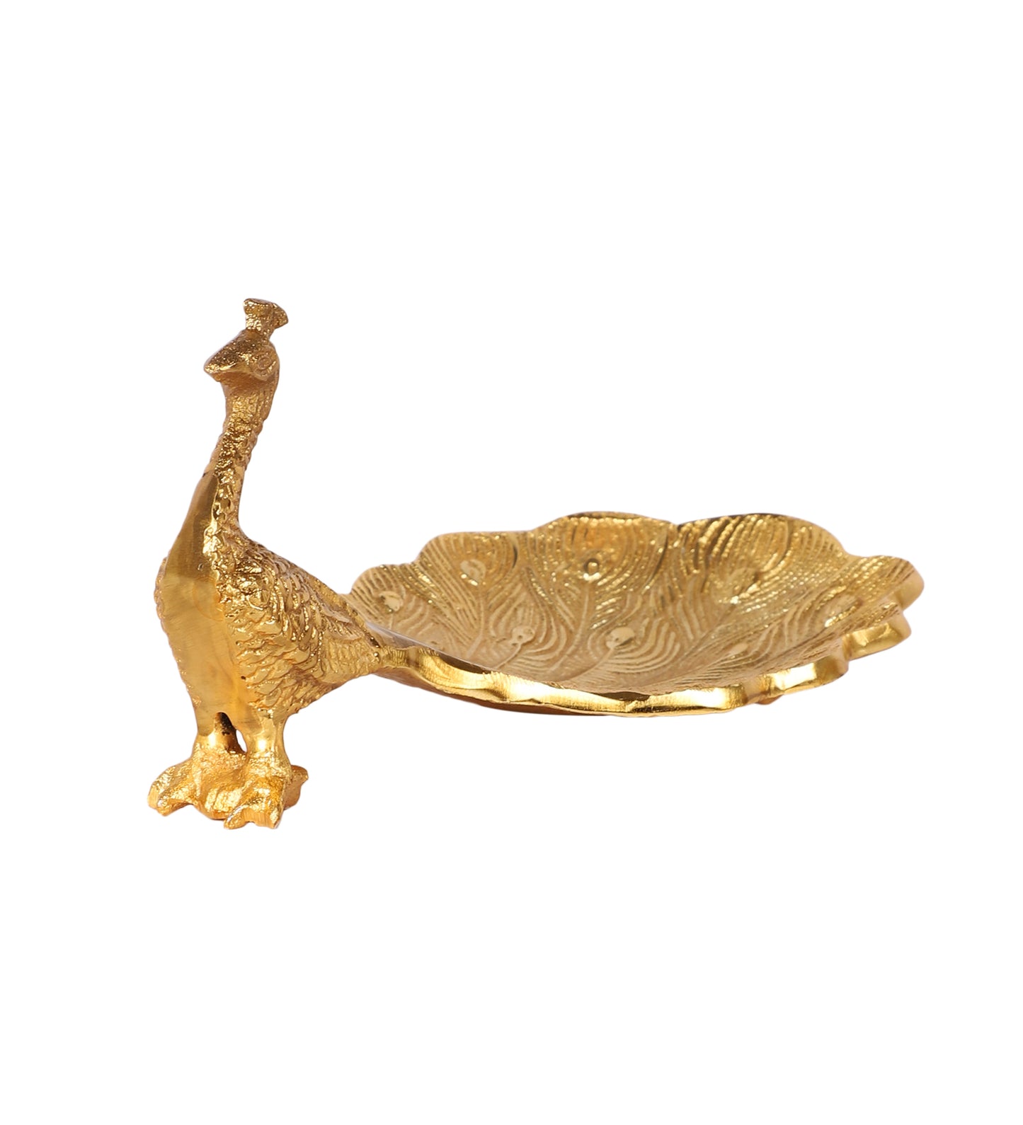 Peacock Aluminium Gold Small Gifting Platter